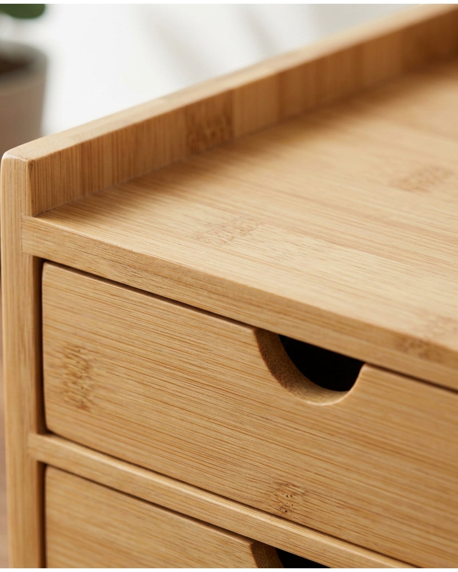 Aech Bamboo Two-Drawer Desktop Organizer 28 cm Natural - Detail view