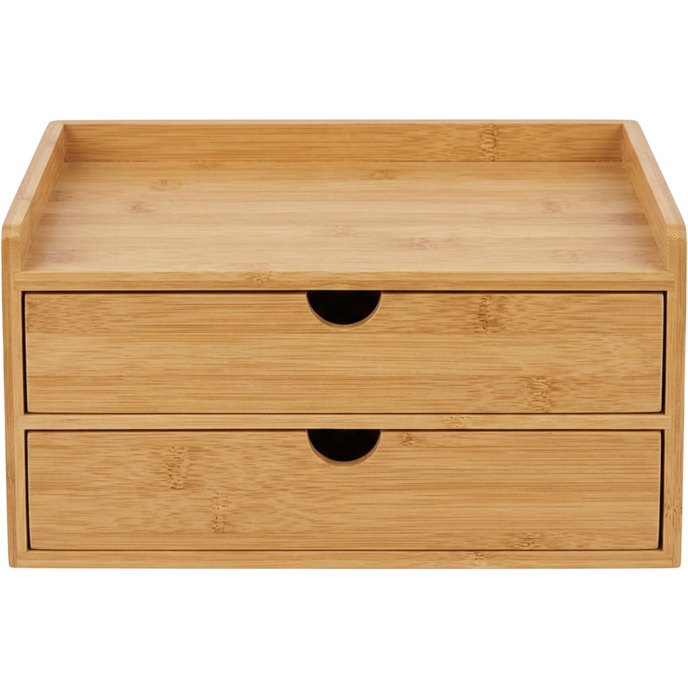 Aech Bamboo Two-Drawer Desktop Organizer 28 cm Natural - Product view
