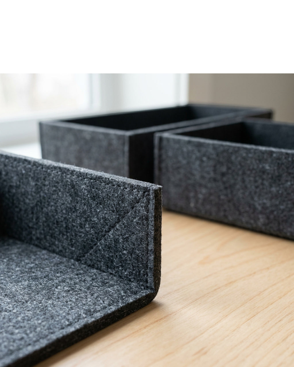 Aech Recycled Felt Modular Desktop Trays Charcoal Set of 3 - Detail view
