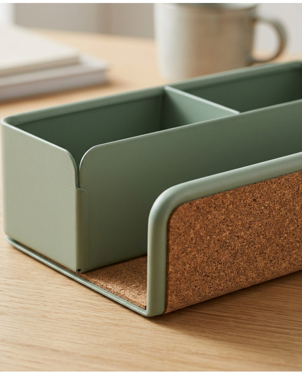 Aech Steel Five-Compartment Desktop Caddy 24 cm Sage Green - Detail view